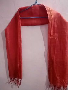 Coral Dupatta with Gold Accents