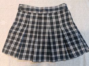 Black &amp; White Plaid Mini Skirt