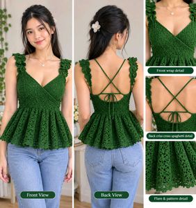 Hand-knitted Green Ruffle Dress