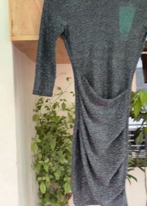 Sparkly Silver Ruched Mini Dress