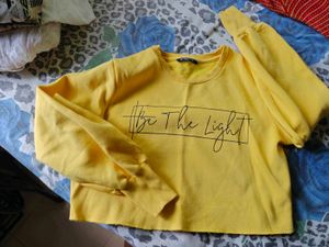 Yellow "Be The Light" Cropped Sweatshirt