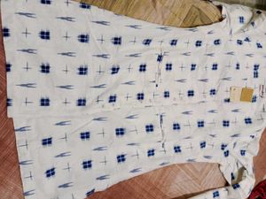 white ikkat tunic cum overcoat