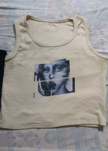 Graphic Print Crop Tops Set