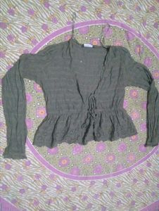 Chic Olive Green Peplum Top