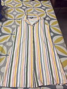 Striped Button-Up Midi Dress