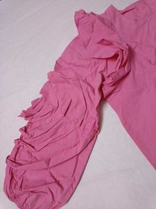 Pink Ruffled Sleeve Top