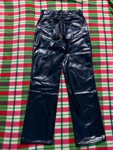 H&amp;M coated Faux Leather trousers