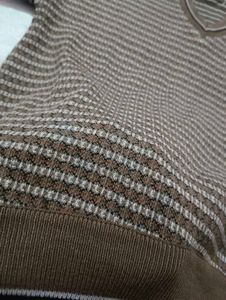 Striped V-Neck Knit Sweater