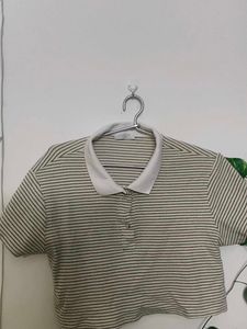 Balck and white striped crop top