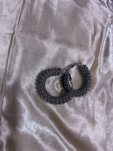 Silver Knitted Hoop Earrings