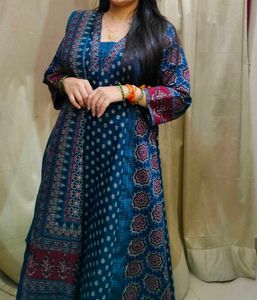 Elegant Teal Printed Kurta Set with Dupatta