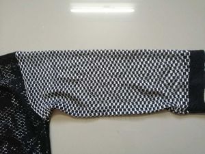 *Black White Checkered Lace Yoke Midi Dress with W