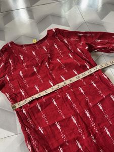 Red Ikkat Print Kurta buy1get1