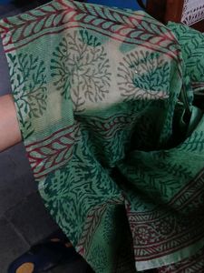Green Printed Kota Doriya Saree
