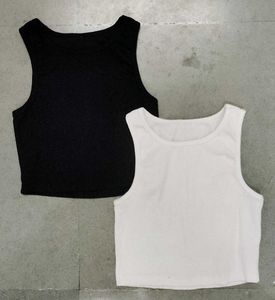 Basic Black & White Ribbed Crop Top Set