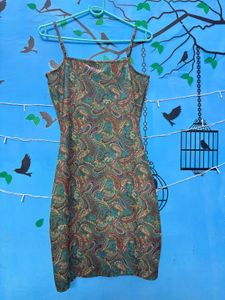 Paisley Print Spaghetti Strap Mini Dress