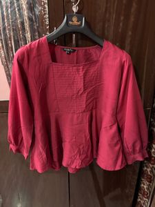 Stylish Red Peplum Top