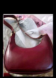 Chic Red Crescent Hobo Bag