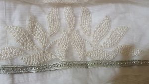 Beautiful All Over Moti Work Of White Saree