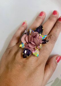 Statement Floral Ring with Crystals