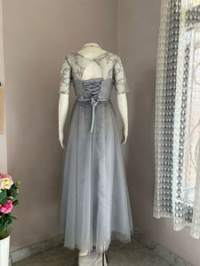 Elegant Grey Tulle Gown