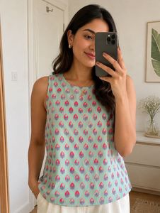 Floral Sleeveless short Kurta