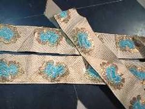 Beige big border with Blue Floral Design