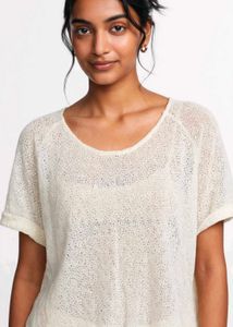 Cream Knitted Short Sleeve Top