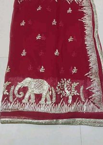 Embroidered Elephant Saree