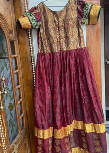 Elegant Maroon &amp; Gold Ethnic Gown