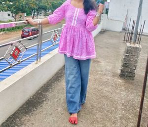 Libas Pink Printed Peplum Kurta