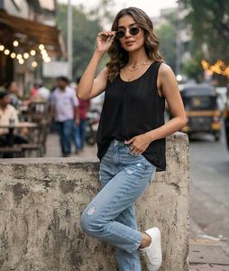 Stylish Chiffon Black Top