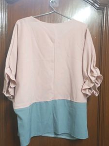 Chic Two-Tone Batwing Sleeve Top
