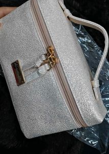 Mac Sparkly Silver Cosmetic Bag