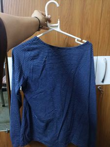 Blue Striped Long Sleeve Top