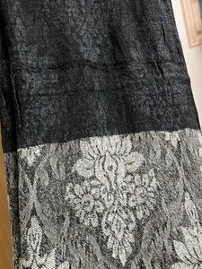 Elegant Black &amp; Silver Floral Dupatta