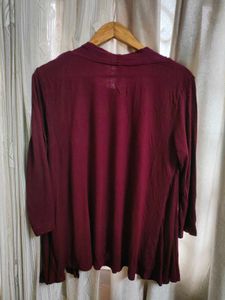 Beautiful Maroon Top With Attached Shrug
