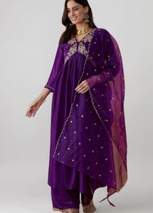 Vibrant Purple Embroidered Kurta Set
