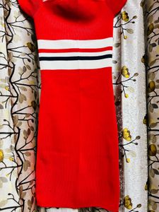 Chic Red Striped Knit Dress