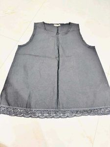 Stylish Grey Lace Trim top