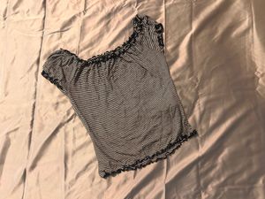 Forever 21 Striped Off-Shoulder Ruffle Top