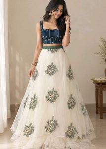 Ivory Embroidered Lehenga Skirt