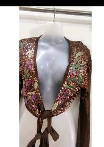 Sequin Embellished Brown Bolero