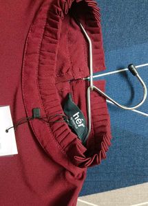 Maroon Her High Neck Semi Formal Top XL