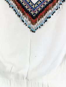 White Casual Embroidered Top (Women)