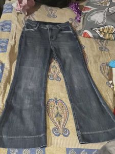 Grey  and blue Flare Jeans combo