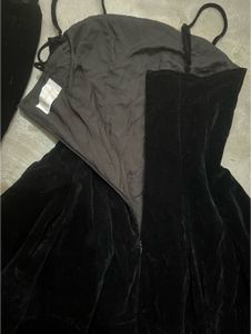 Elegant Black Velvet Midi Dress and Matching Scarf