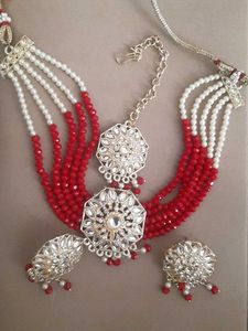 Red Beaded Indian Jewelry Set
