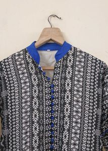 Stylish Black &amp; White Printed Kurta