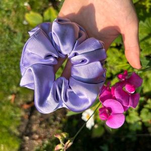 Set Of 3 L,M,S Lavender Silk Scrunchie Se